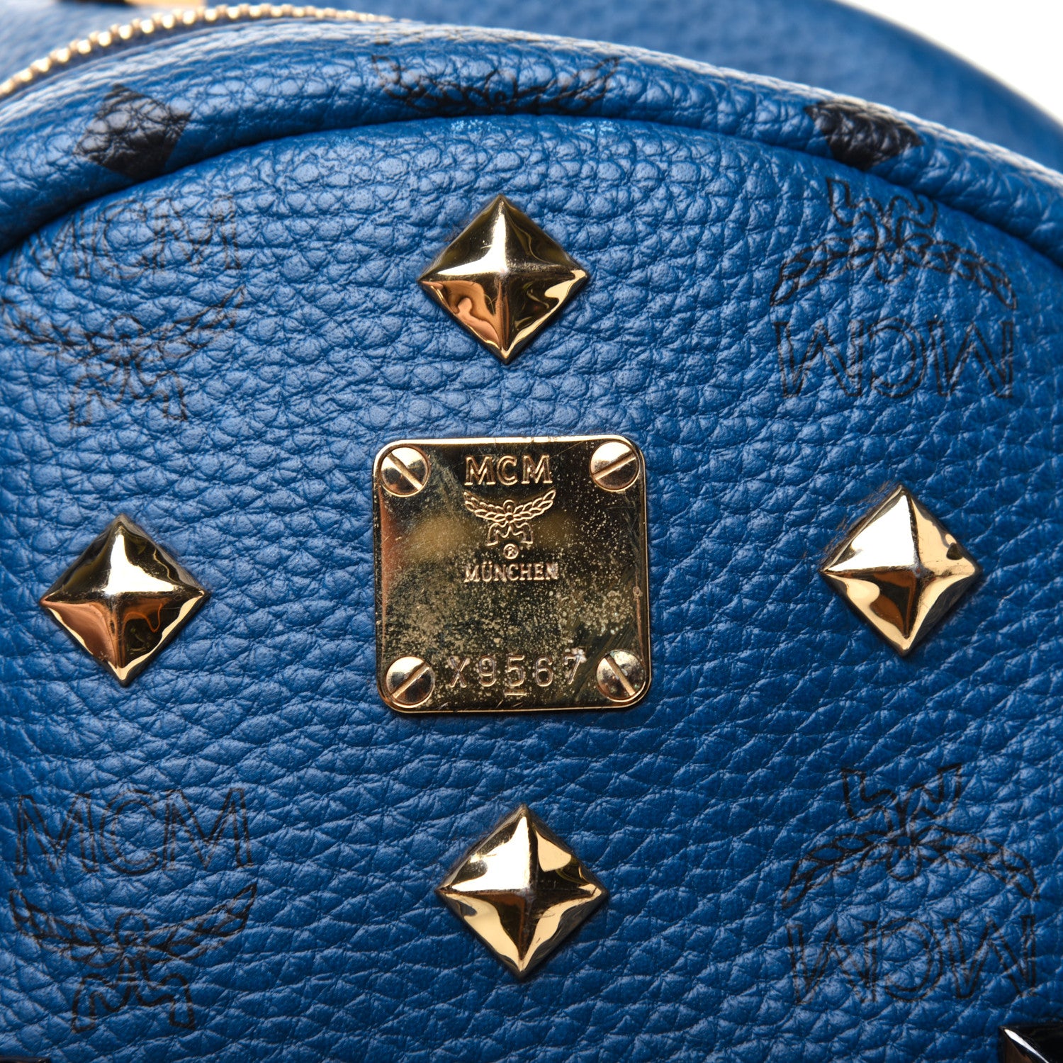 MCM Visetos Studded Small Stark M Backpack Blue 23 of 31