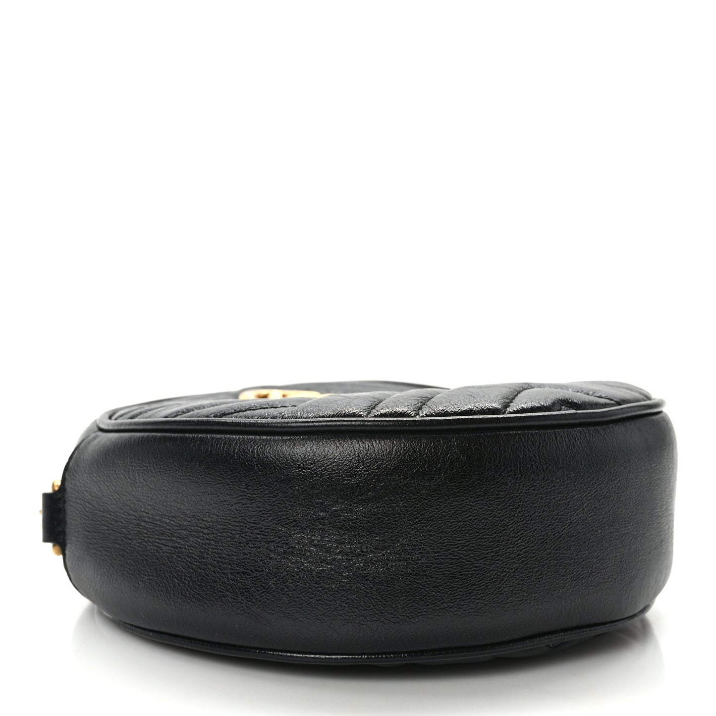 Azalea Calfskin Matelasse Heart Mini GG Marmont Round Shoulder Bag Black