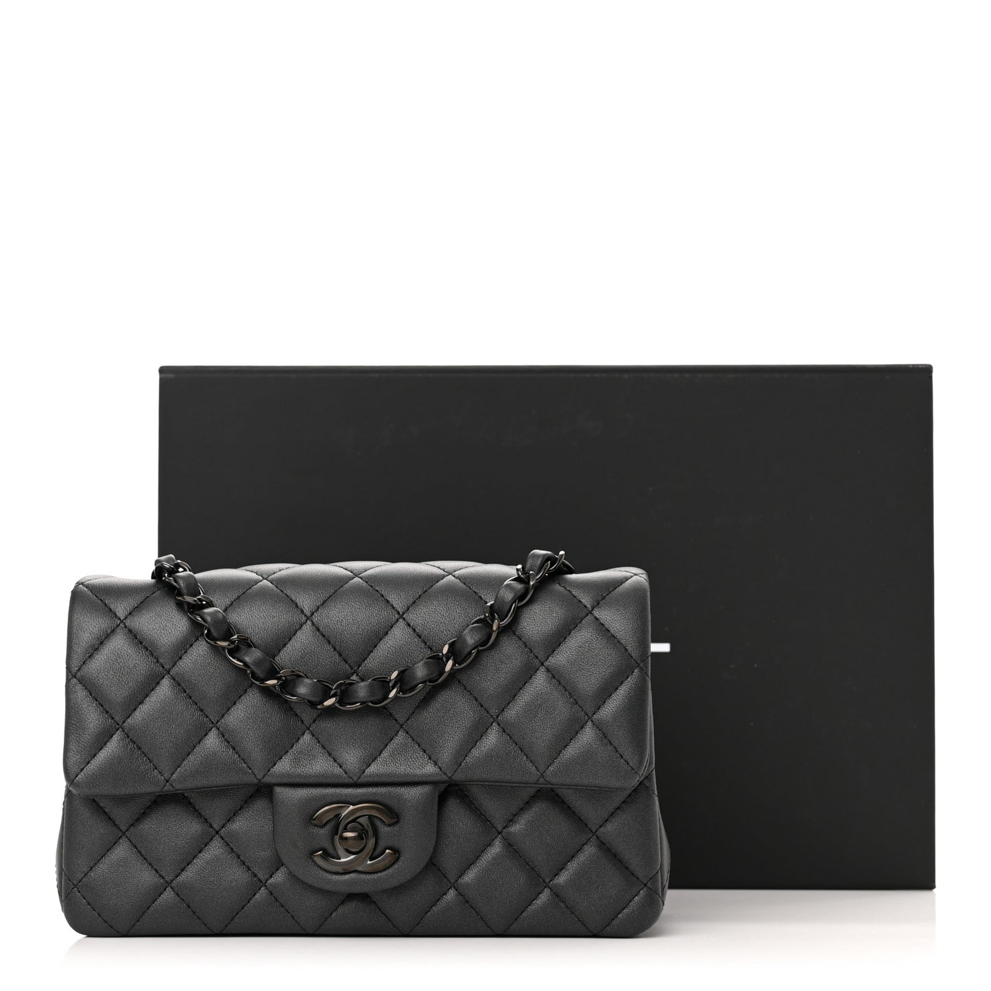 Lambskin Quilted Mini Rectangular Flap So Black