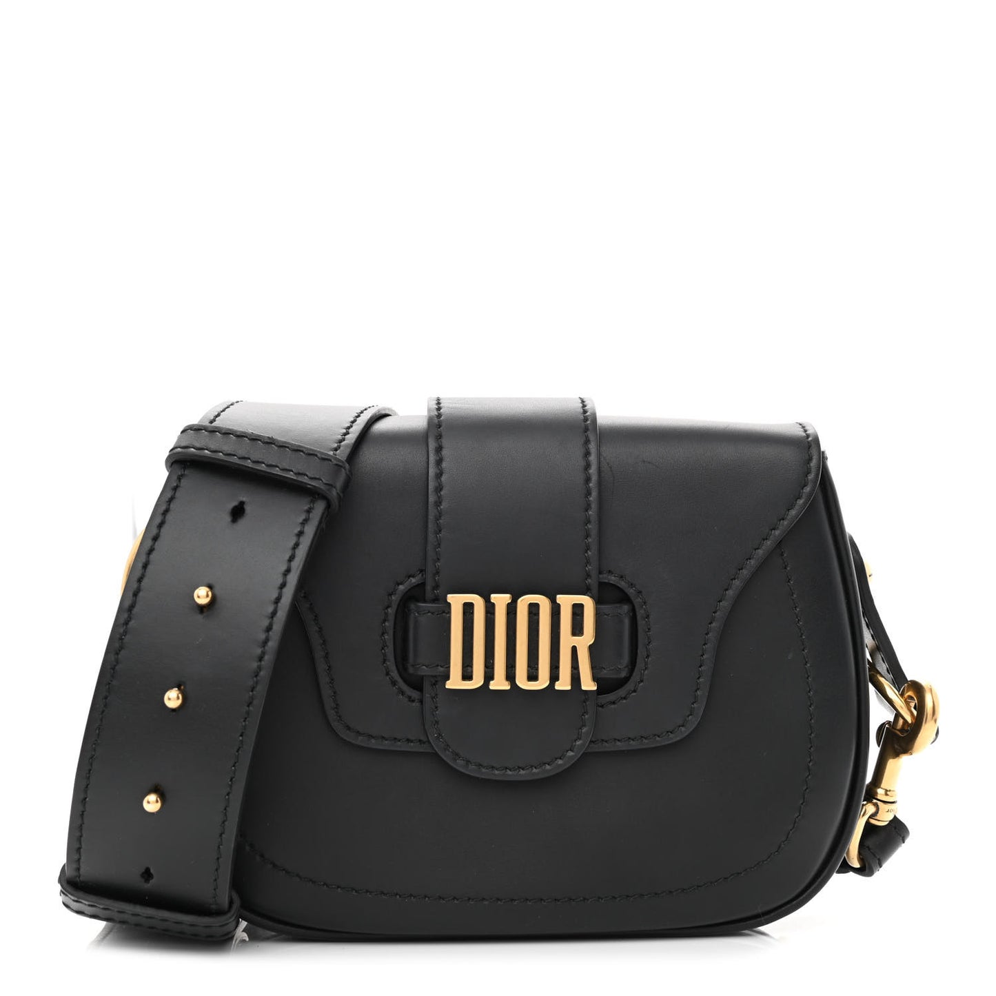 Calfskin D Fence Saddle Bag Black