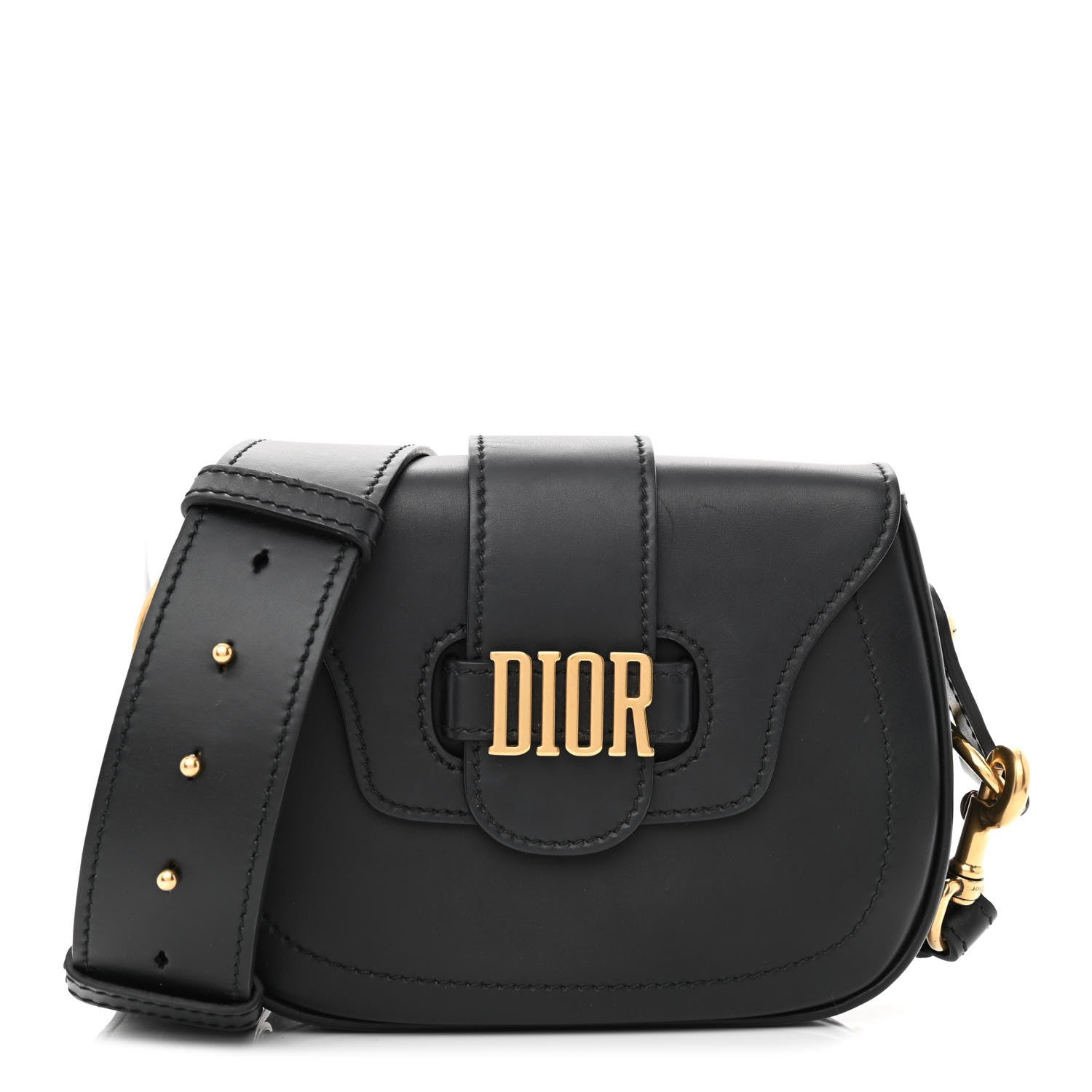 Christian Dior Calfskin D Fence Saddle Bag Black 1 of 11