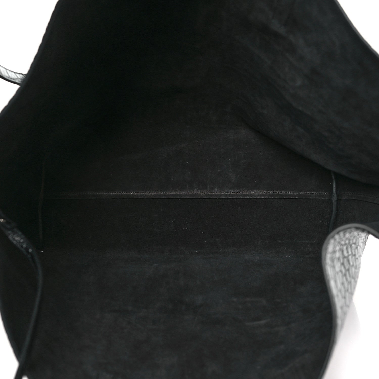 Saint Laurent Calfskin Crocodile Embossed Large Shopper Tote Black 6 of 11