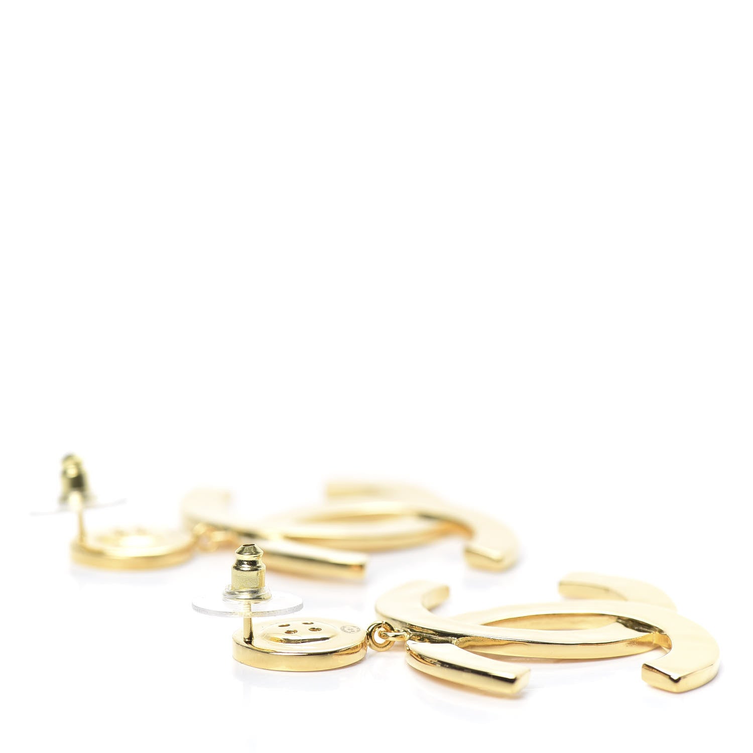 Chanel Metal Large Paris Button Earrings Gold 3 of 4