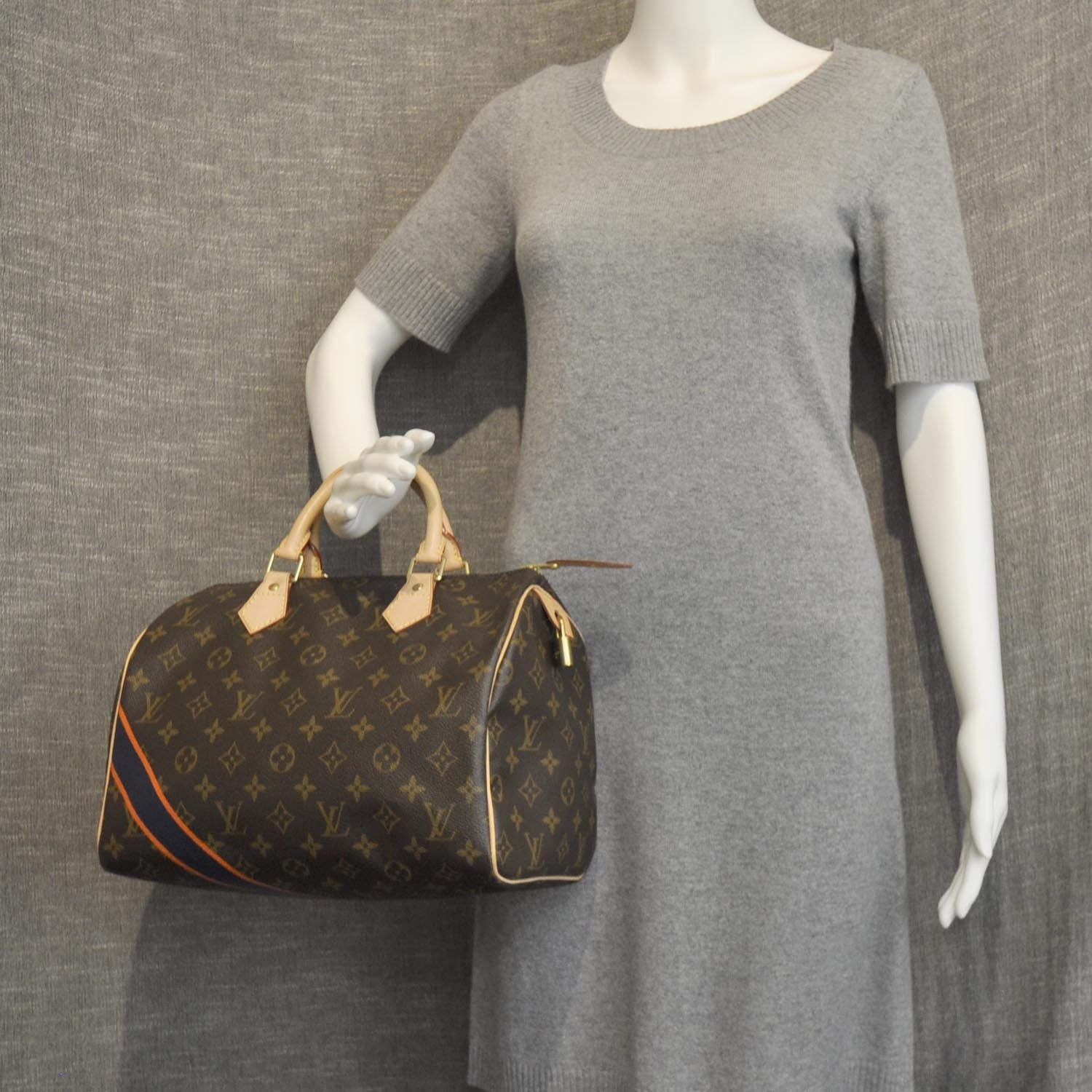 Louis Vuitton Monogram My LV Heritage Speedy 30 Blue Marine and Orange 2 of 9
