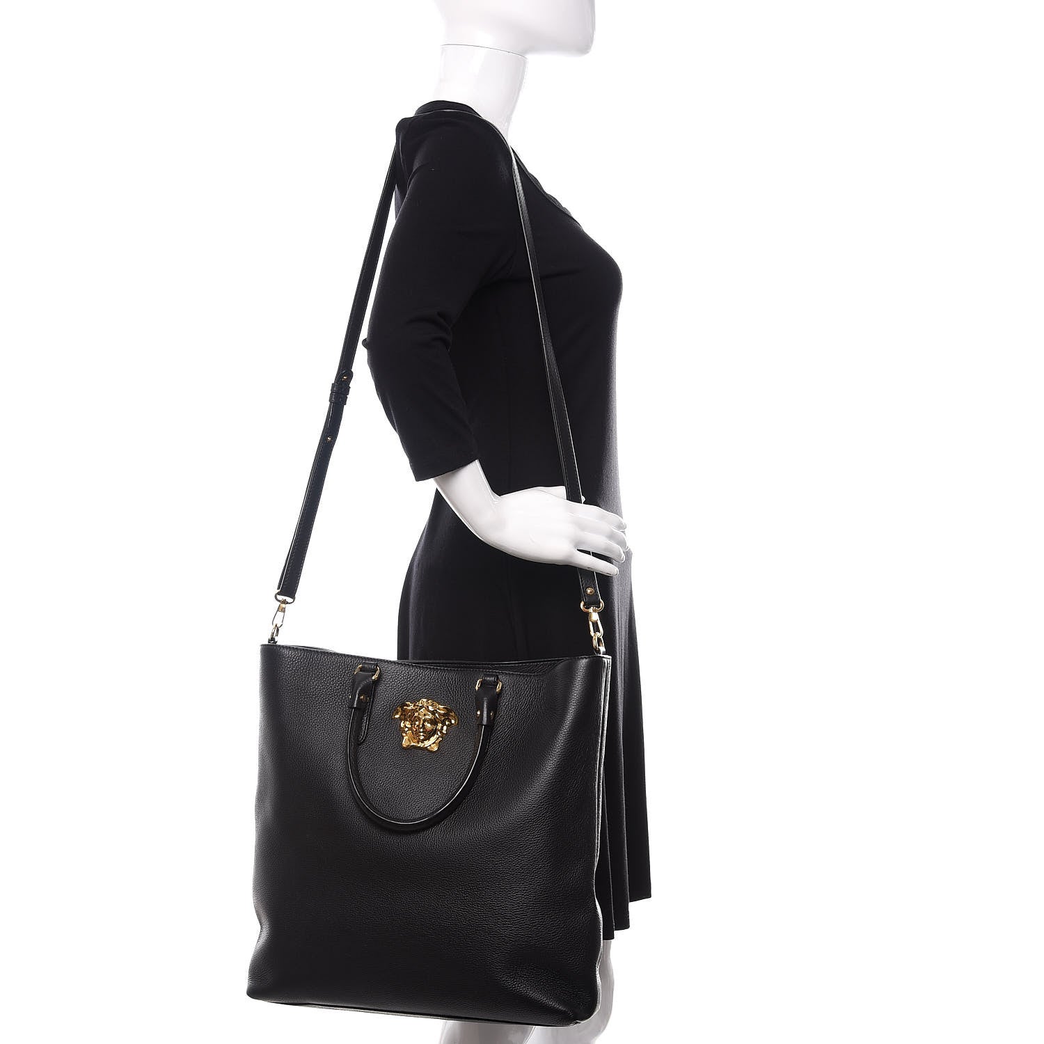 Versace Cervo Embossed Vitello Medusa Tote Black 2 of 15
