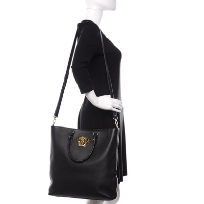 Versace Cervo Embossed Vitello Medusa Tote Black 2 of 15
