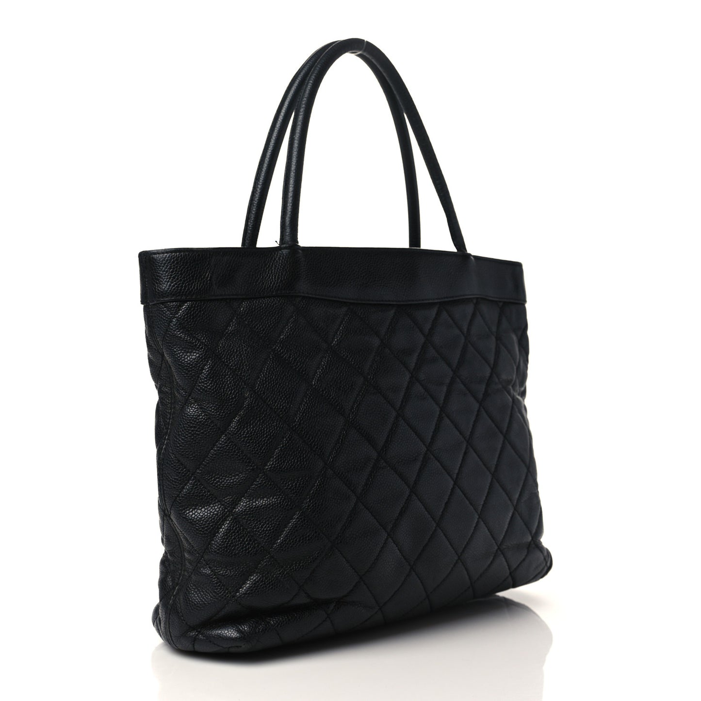Caviar Quilted CC Shopping Tote Black