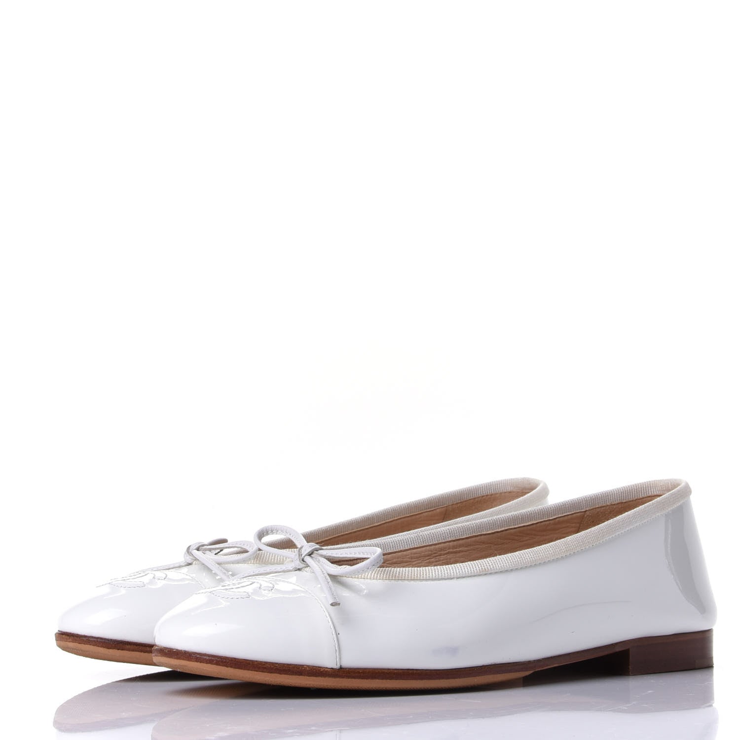 Chanel Calfskin Cap Toe Ballerina Flats 36 White 3 of 8