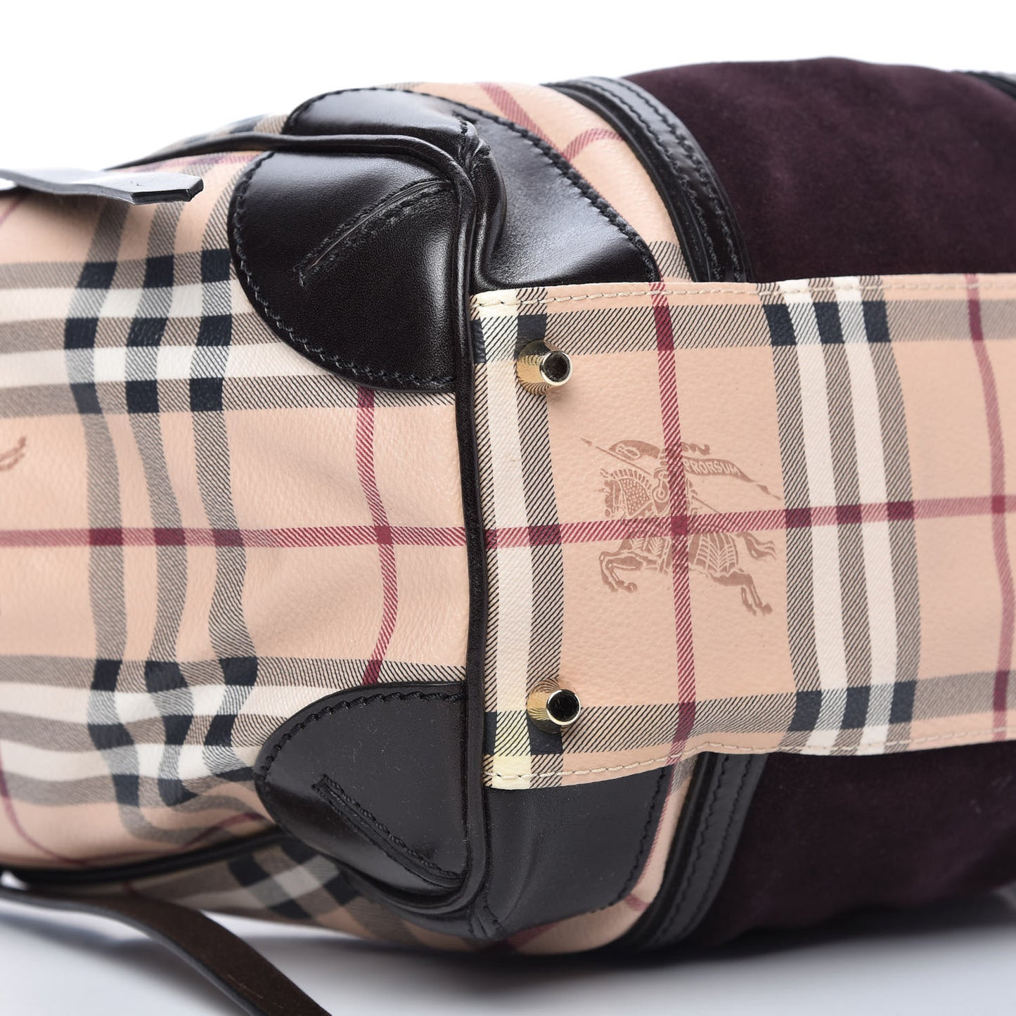 Suede Haymarket Check Colorblock Small Canterbury Tote Plum