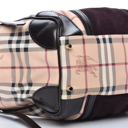 Burberry Suede Haymarket Check Colorblock Small Canterbury Tote Plum 6 of 12