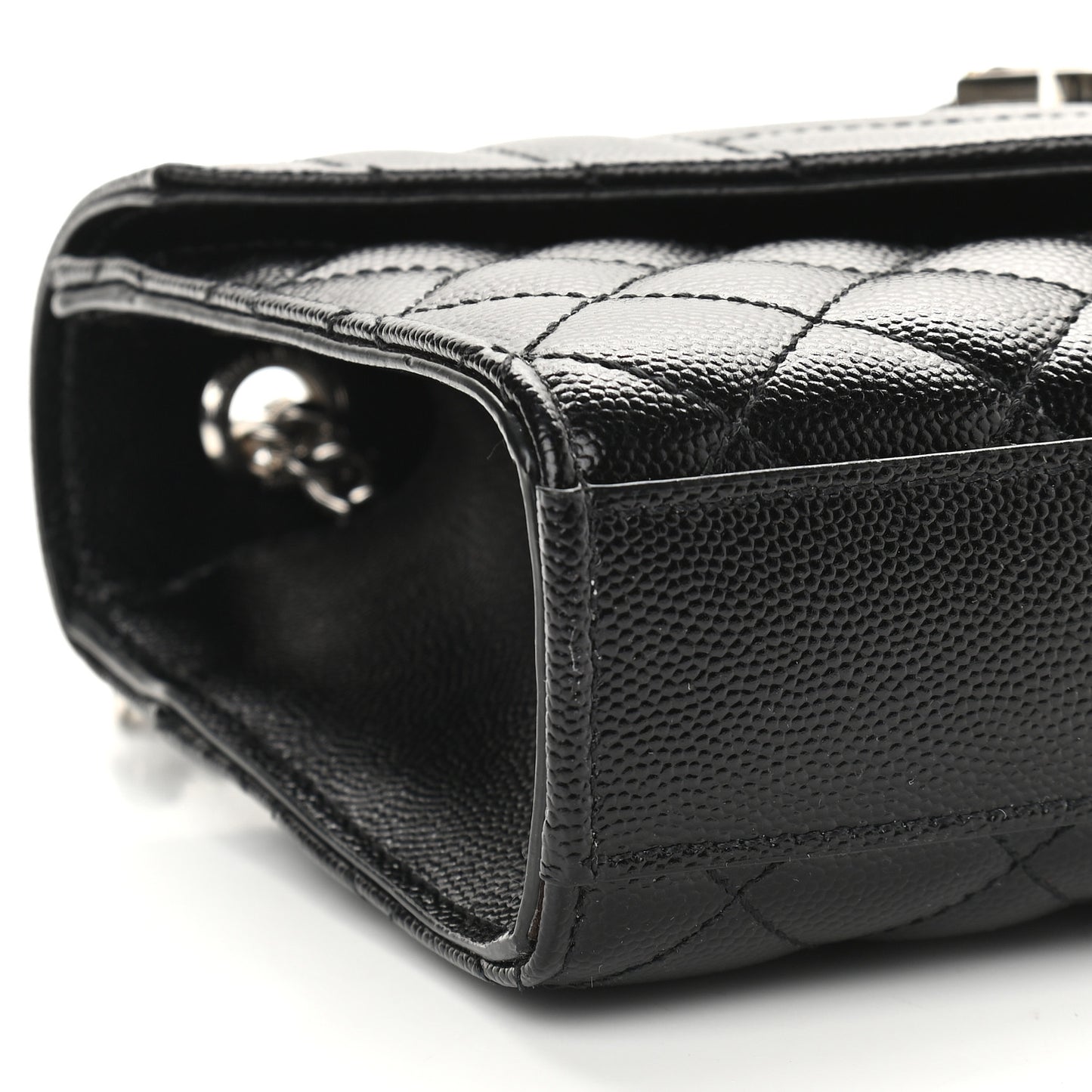 Grain De Poudre Textured Mixed Matelasse Triquilt Small Monogram Satchel Black