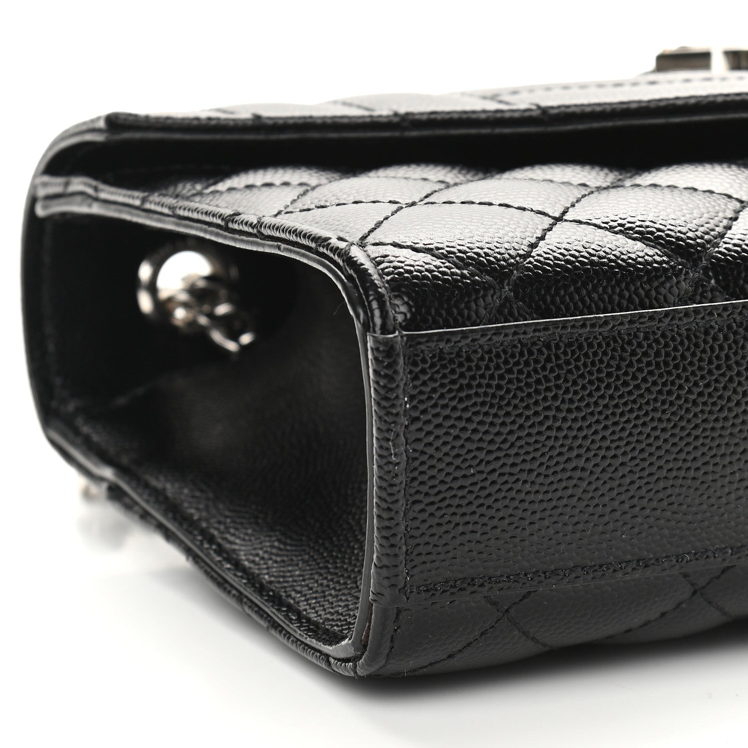 Saint Laurent Grain De Poudre Textured Mixed Matelasse Triquilt Small Monogram Satchel Black 7 of 8
