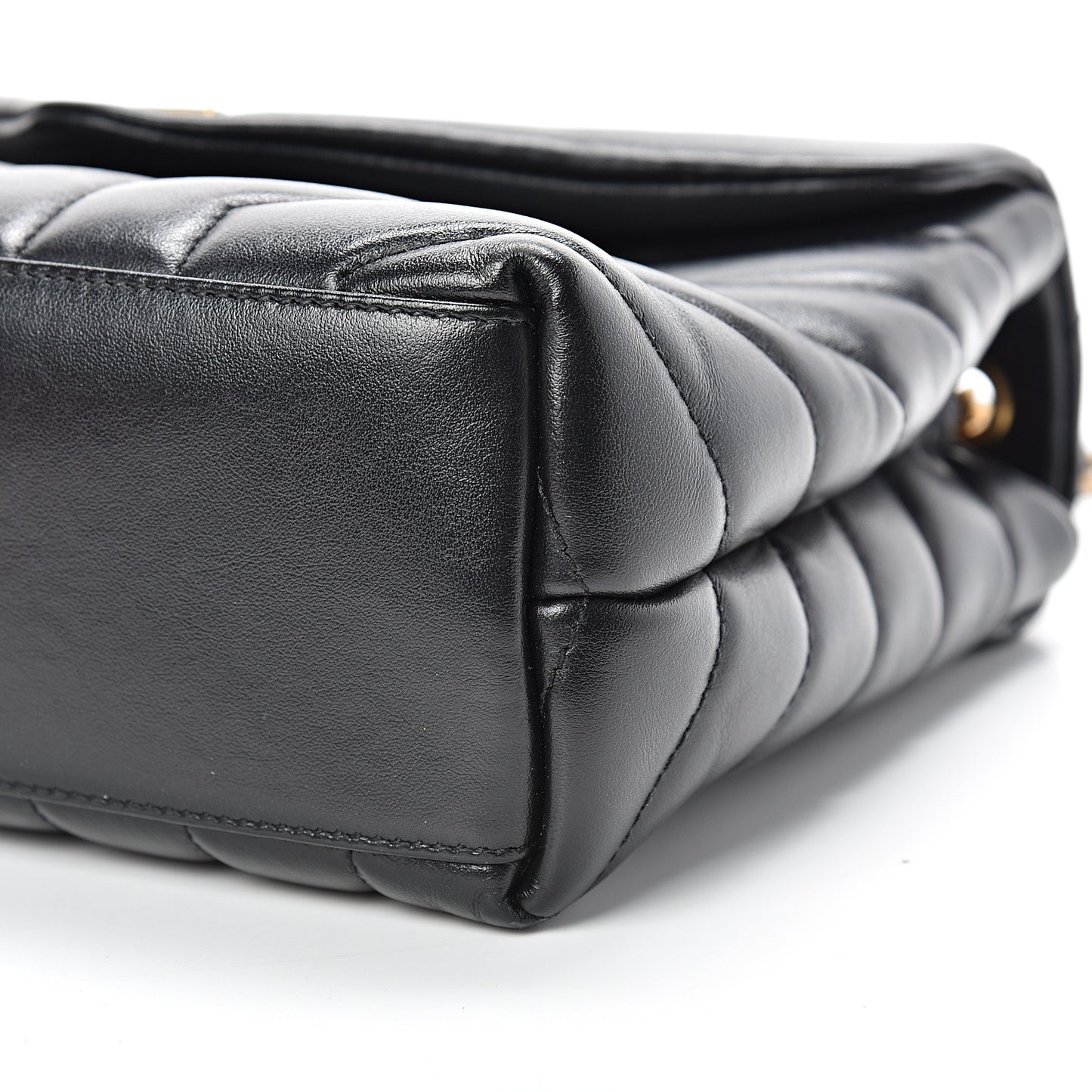 Calfskin Y Quilted Monogram Small Loulou Chain Satchel Black