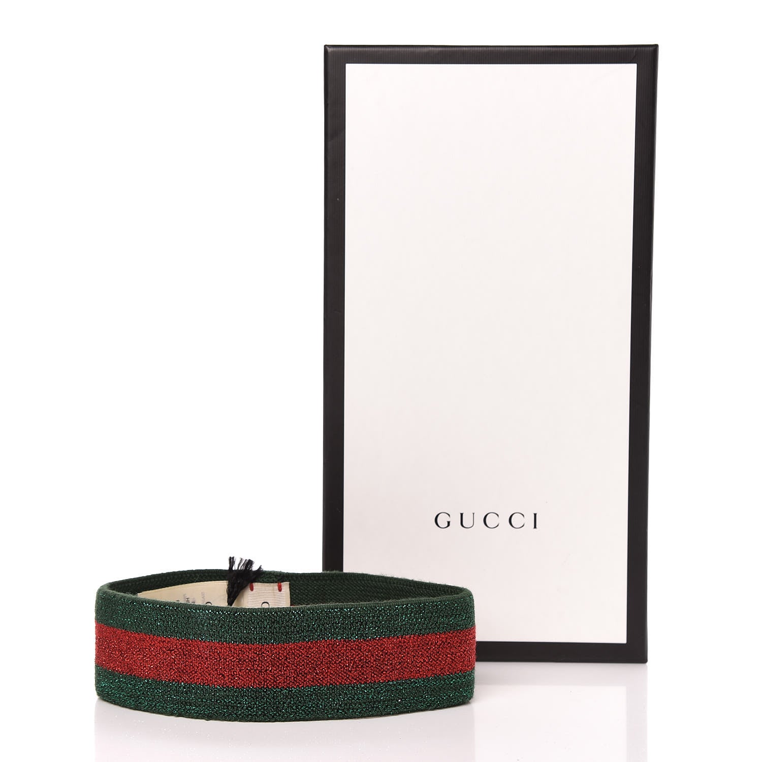 Gucci Lame Elastic Web Headband L Green Red 6 of 6