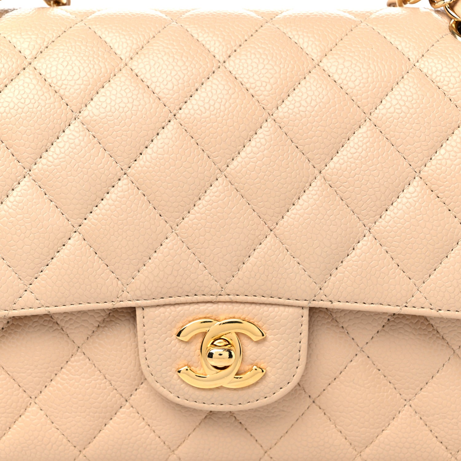 Chanel Caviar Quilted Medium Double Flap Beige 14 of 15