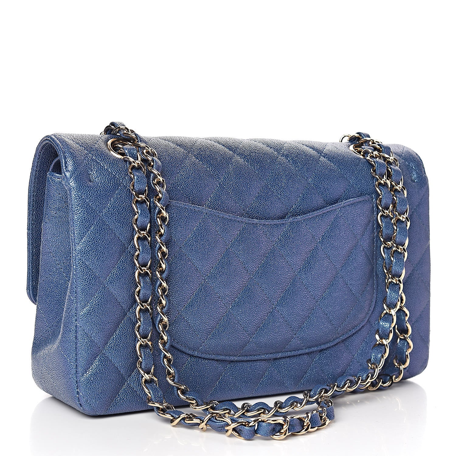 Chanel Iridescent Caviar Quilted Medium Double Flap Dark Blue 4 of 11