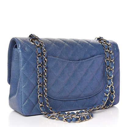 Chanel Iridescent Caviar Quilted Medium Double Flap Dark Blue 4 of 11