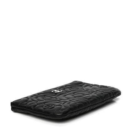 Chanel Goatskin Camellia Embossed Cosmetic Pouch Black 3 of 6