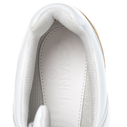 Chanel Calfskin Laminated Lambskin CC Sneakers 41 White Gold 6 of 11