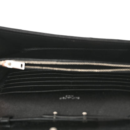 Saint Laurent Grain De Poudre Matelasse Chevron Monogram Chain Wallet Black 5 of 10