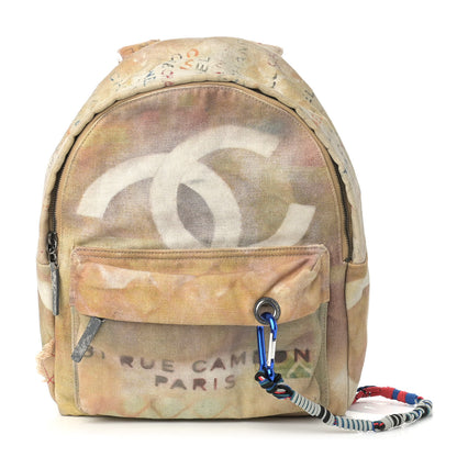 Chanel Graffiti Printed Canvas Medium Backpack Beige 1 of 10