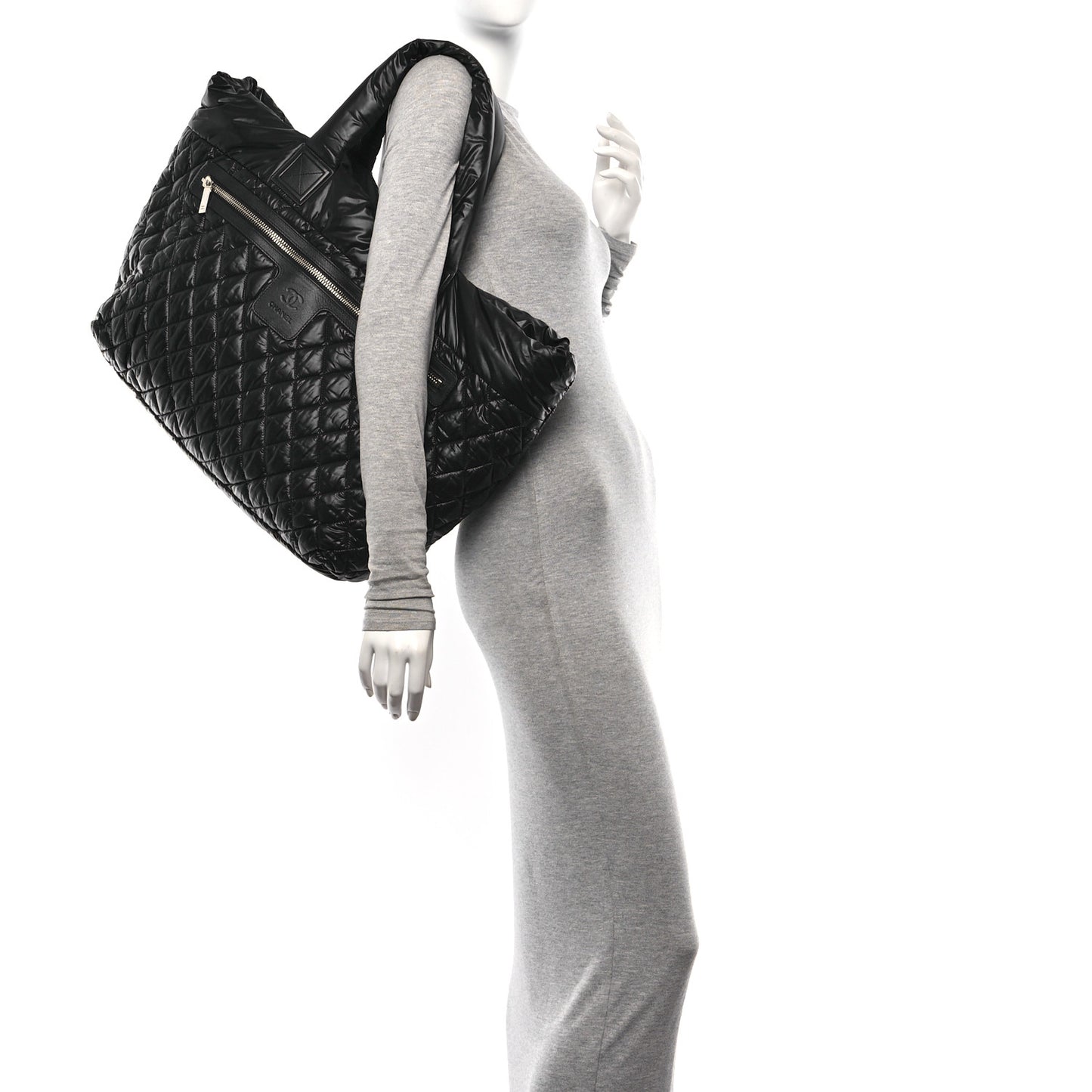 Nylon Quilted Extra Large Coco Cocoon Tote Black