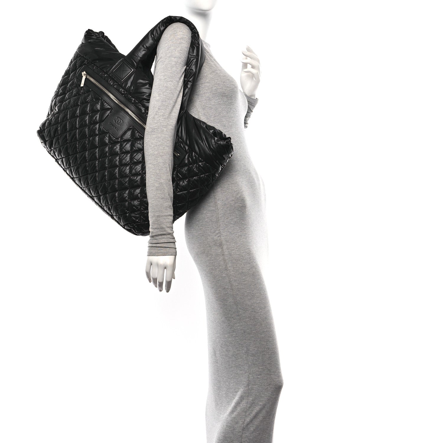 Chanel Nylon Quilted Extra Large Coco Cocoon Tote Black 2 of 10