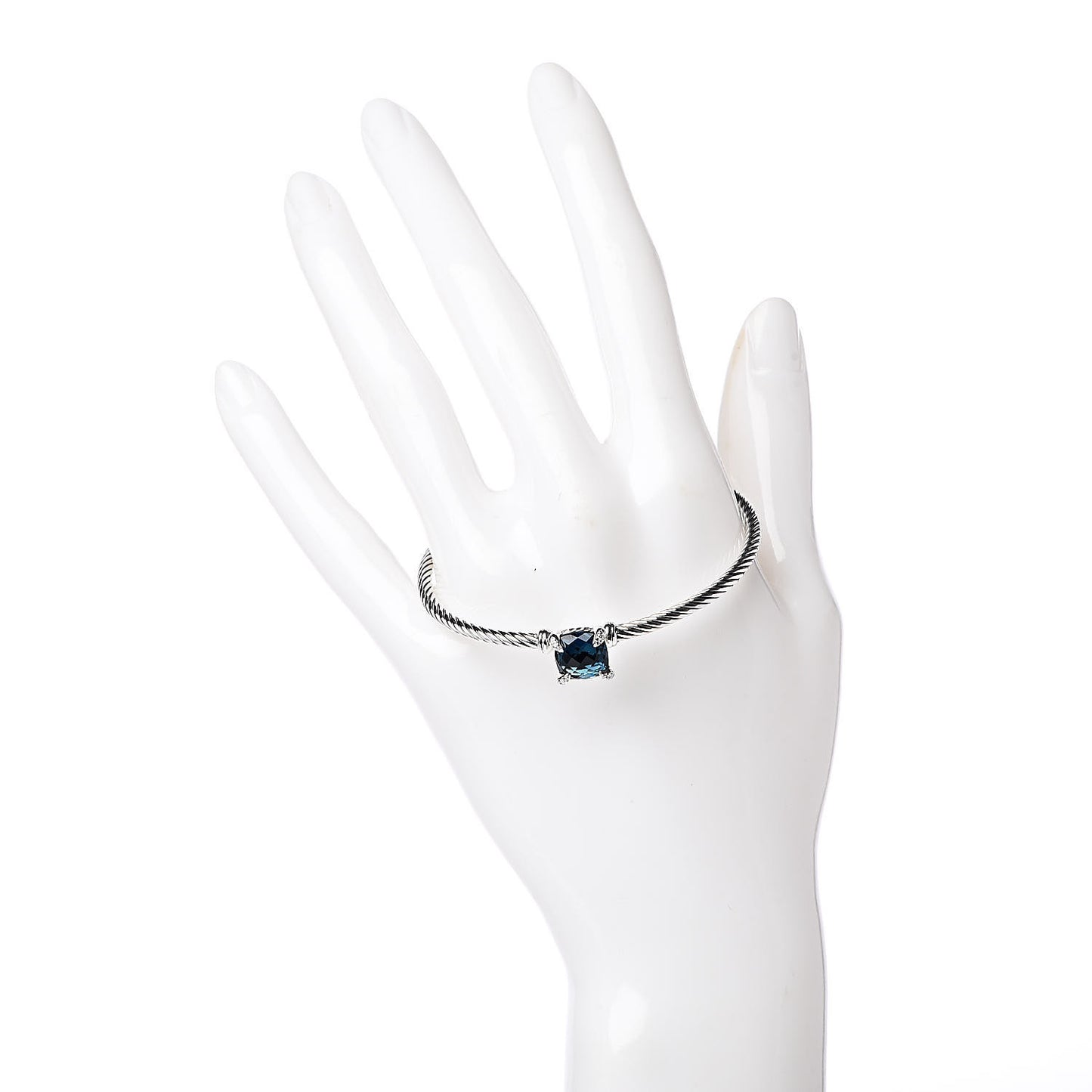 Sterling Silver Hampton Blue Topaz Diamond 8mm Chatelaine Bracelet