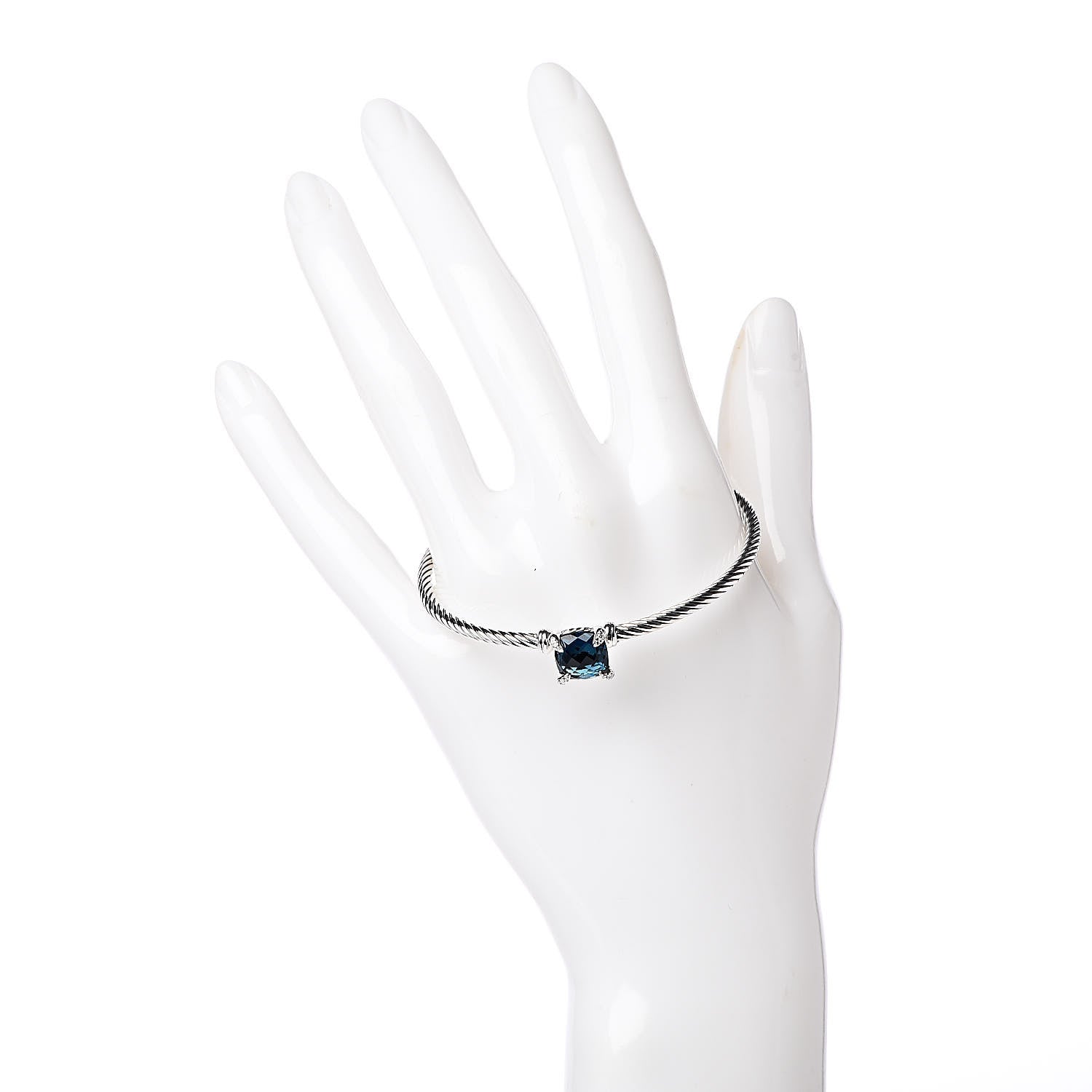 David Yurman Sterling Silver Hampton Blue Topaz Diamond 8mm Chatelaine Bracelet 2 of 5