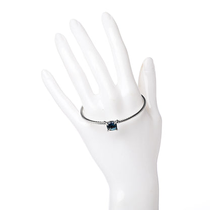 David Yurman Sterling Silver Hampton Blue Topaz Diamond 8mm Chatelaine Bracelet 2 of 5