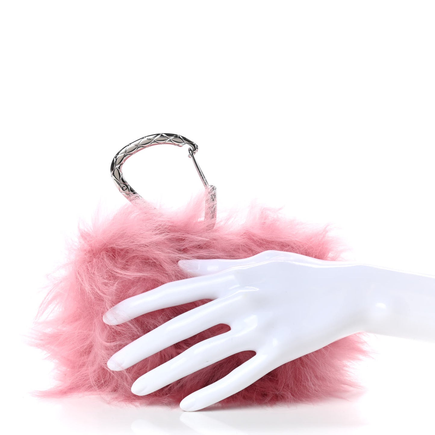 Shearling Lambskin CC Hook Card Holder Pink