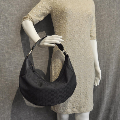 Gucci Nylon Monogram Half Moon Hobo Black 2 of 9