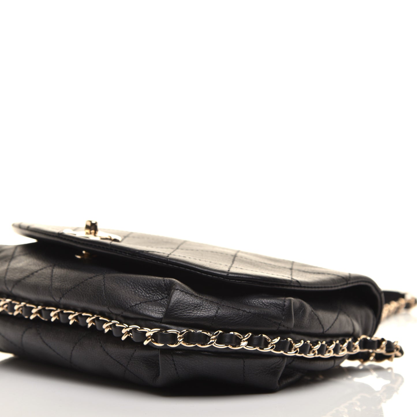 Calfskin Stitched Messenger Flap Black