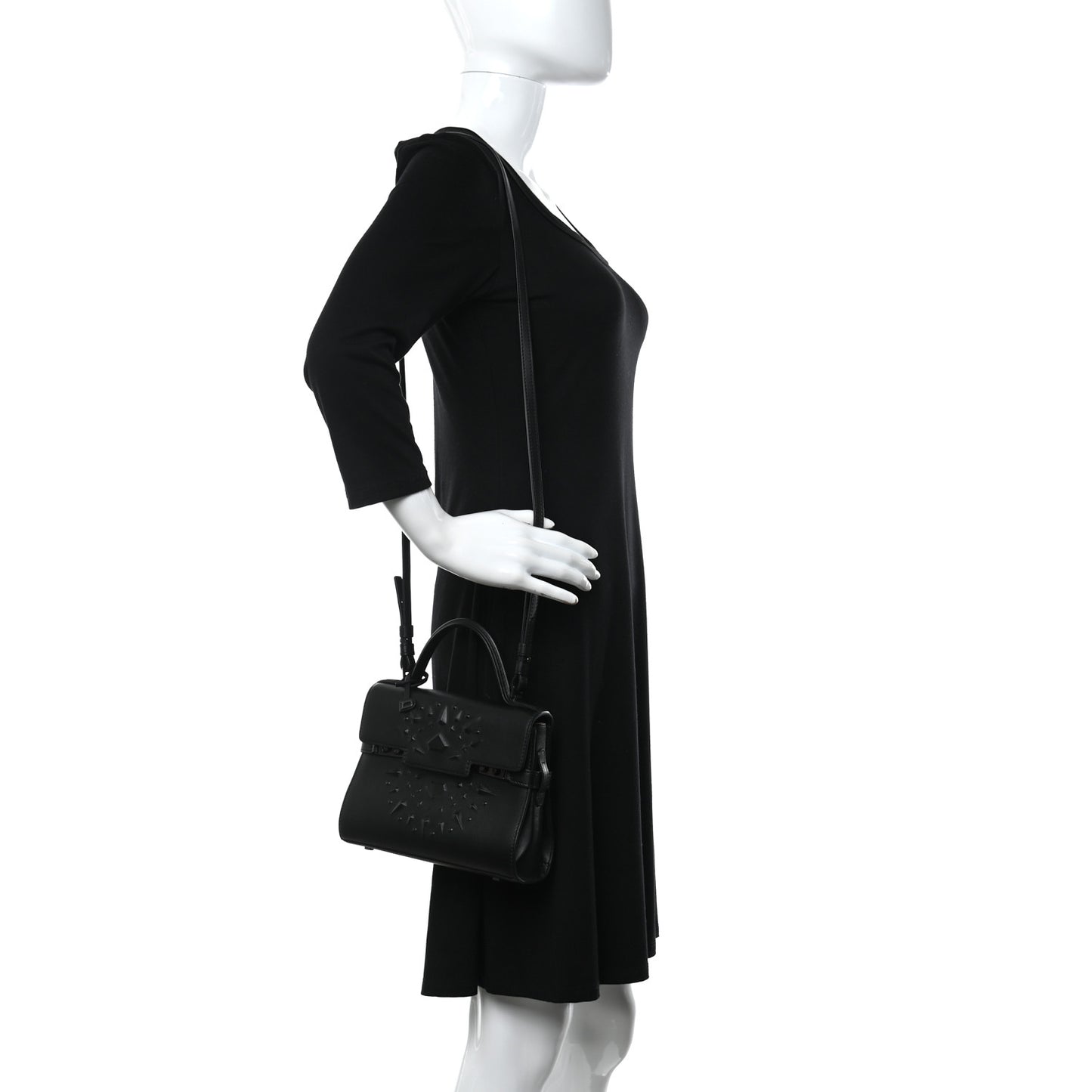 Calfskin Embossed Mini Tempete Satchel Black