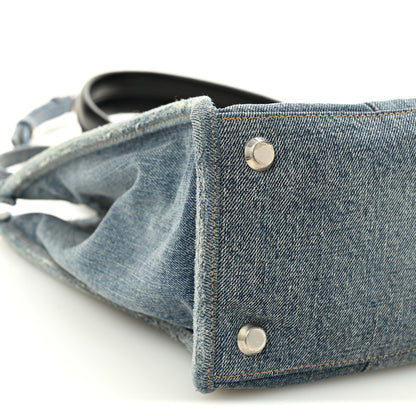 Balenciaga Washed Frayed Denim Logo Medium Hardware Tote Blue 9 of 12