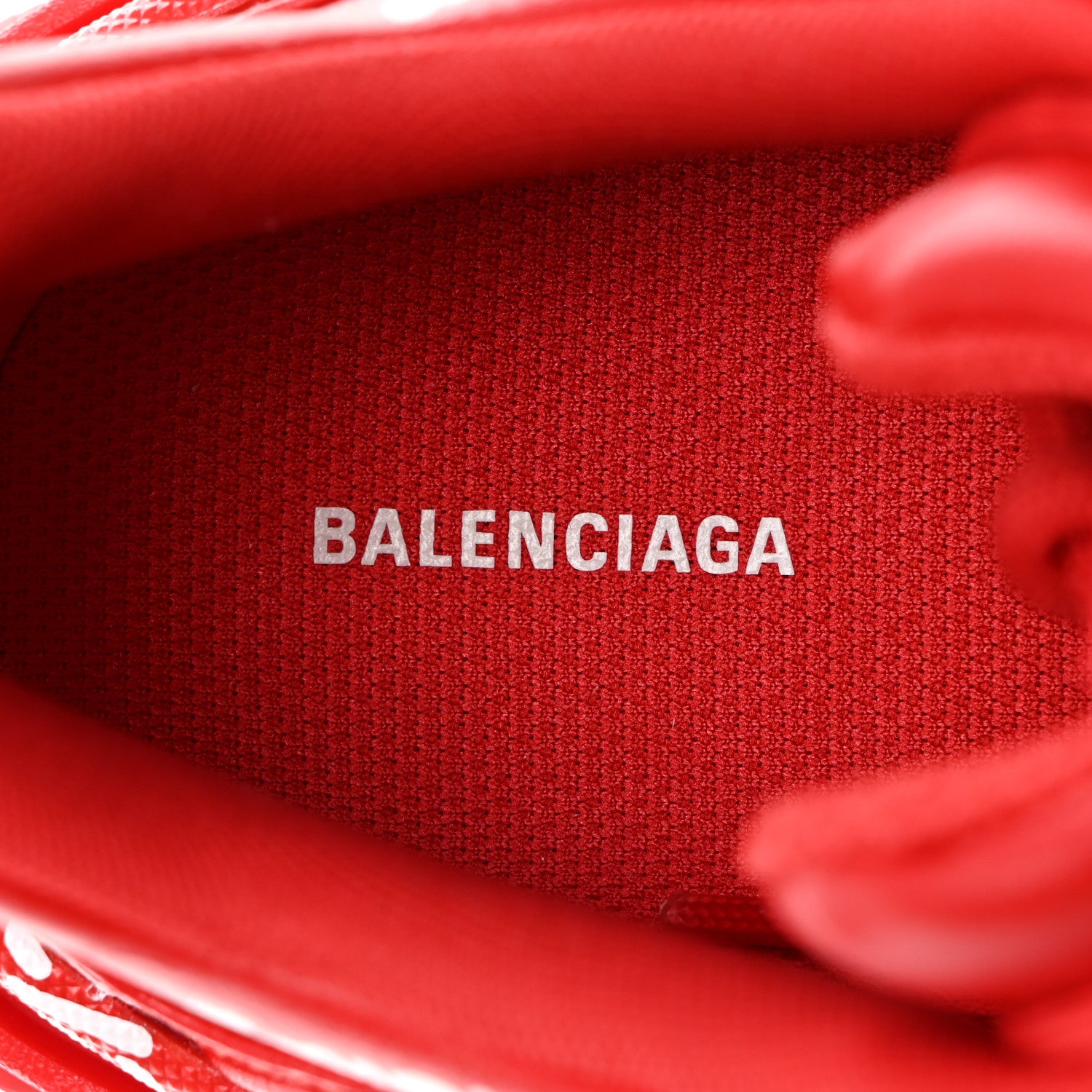 Balenciaga Recycled Calfskin Allover Logo Womens Triple S Sneakers 41 Tomato Red White 6 of 9
