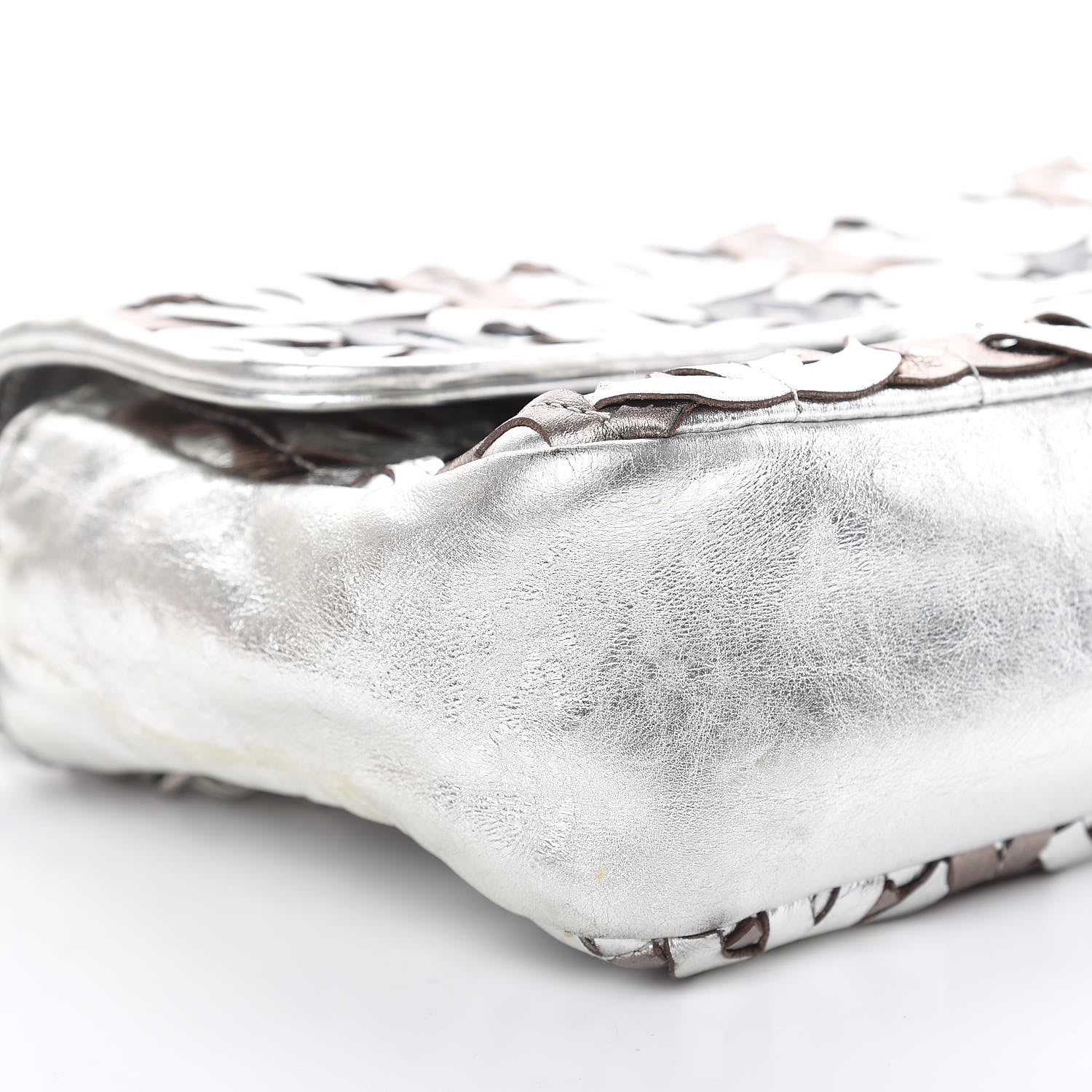 Chanel Metallic Crackled Calfskin Medium CC Mix Flap Silver Gold 6 of 17