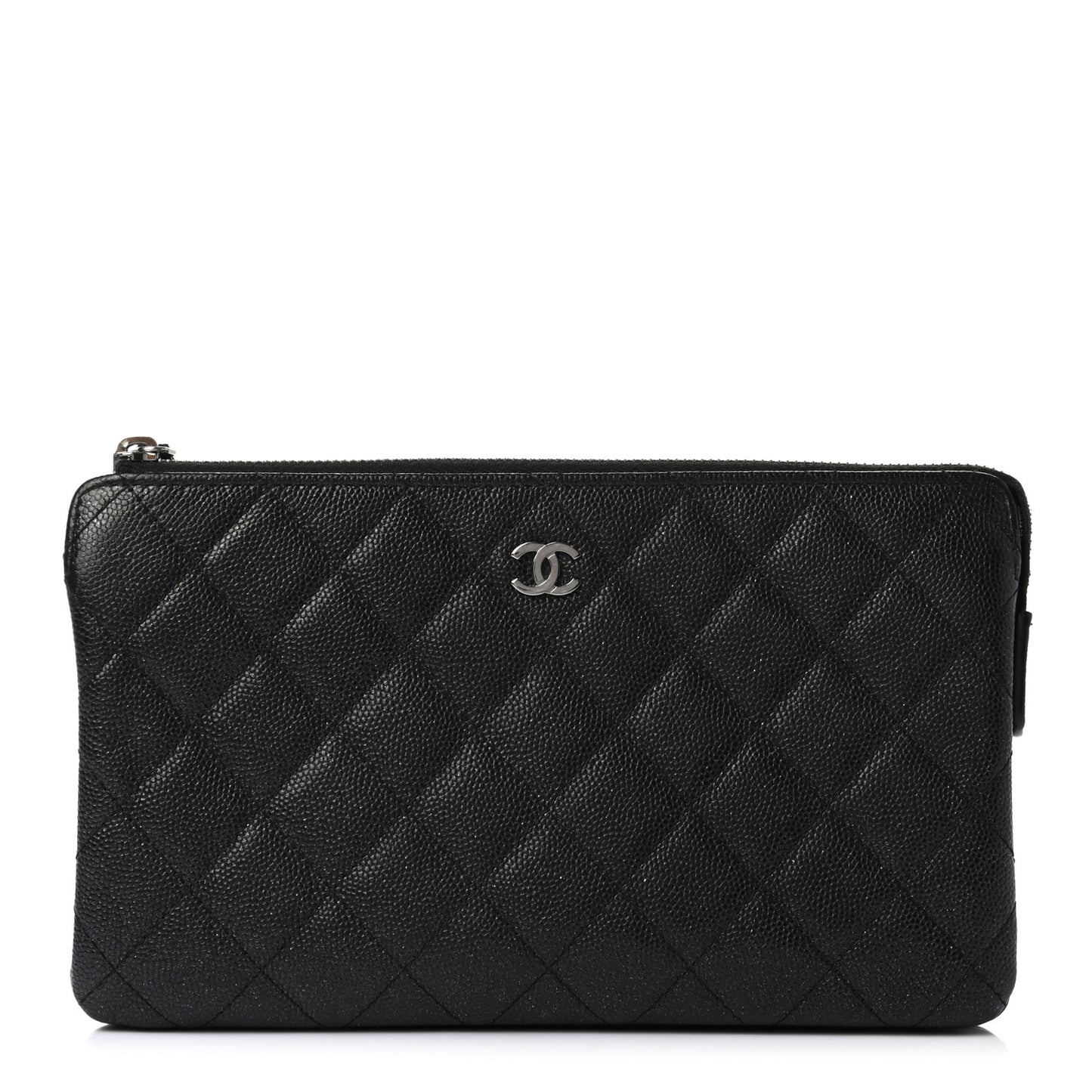 Caviar Quilted Small Zipped Pouch Black