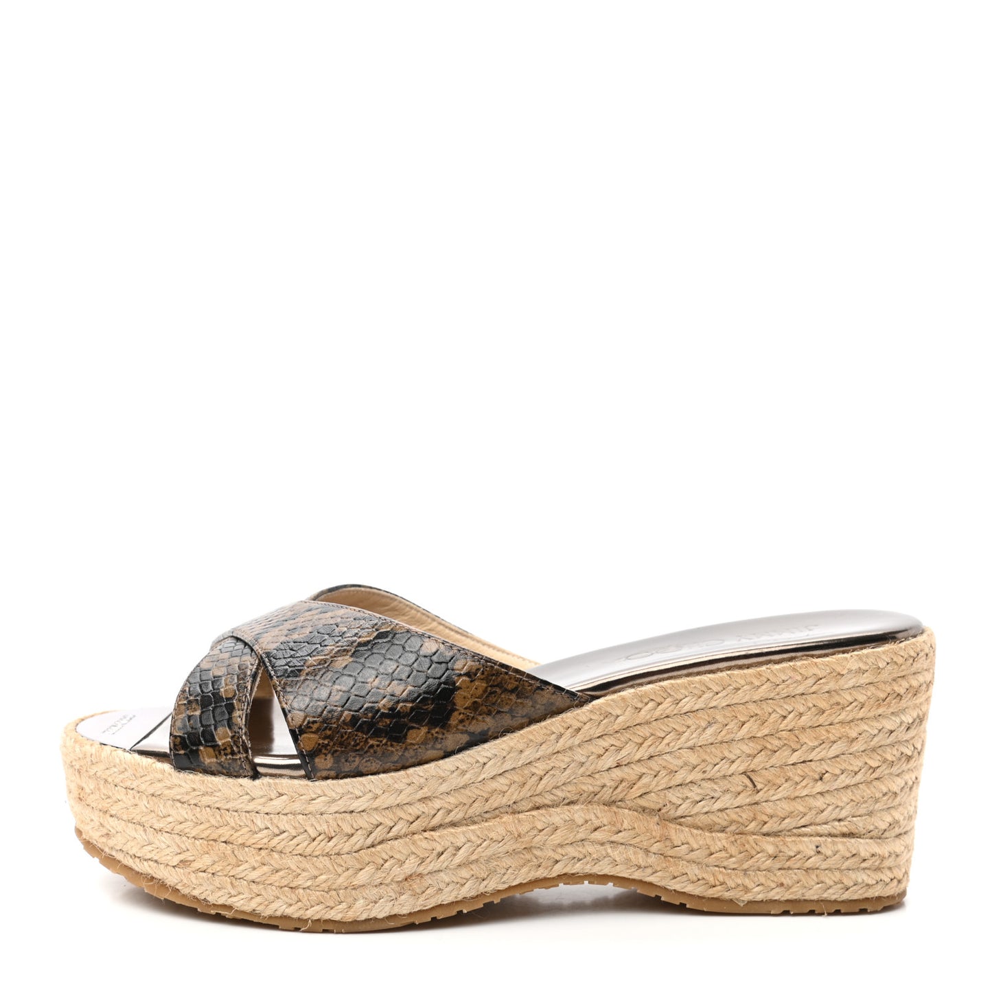 Snakeskin Prima Espadrille Wedge Sandals 38 Brown
