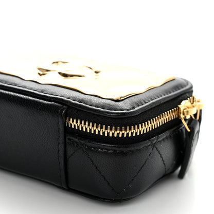 Chanel Lambskin Metal Quilted Extra Mini Vanity Case With Chain Black Gold 8 of 9