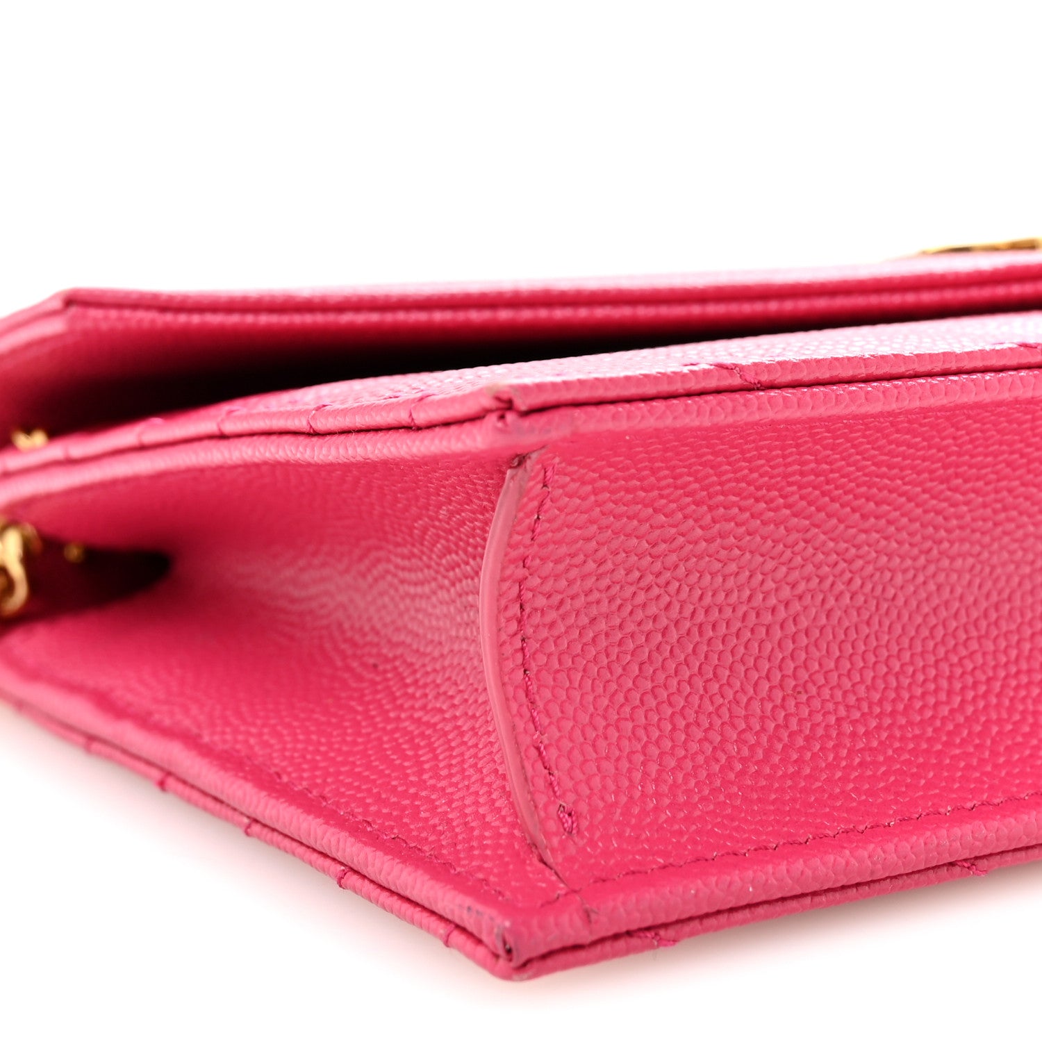 Saint Laurent Grain De Poudre Matelasse Chevron Monogram Envelope Chain Wallet Fresh Fuchsia 8 of 10