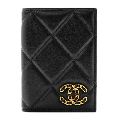 Chanel Lambskin Quilted Chanel 19 Passport Holder Black 1 of 7