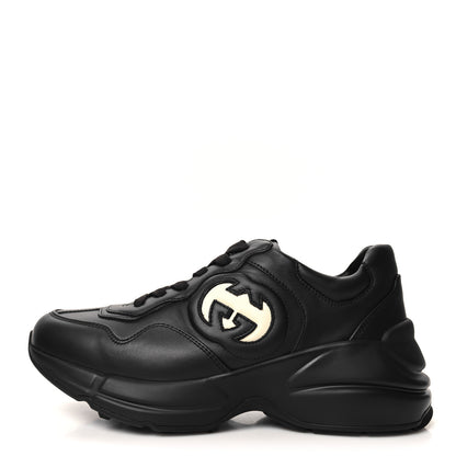 Gucci Dali Soft Calfskin Cut Out Interlocking G Womens Rhyton Sneakers 36.5 Black Ivoire 1 of 9
