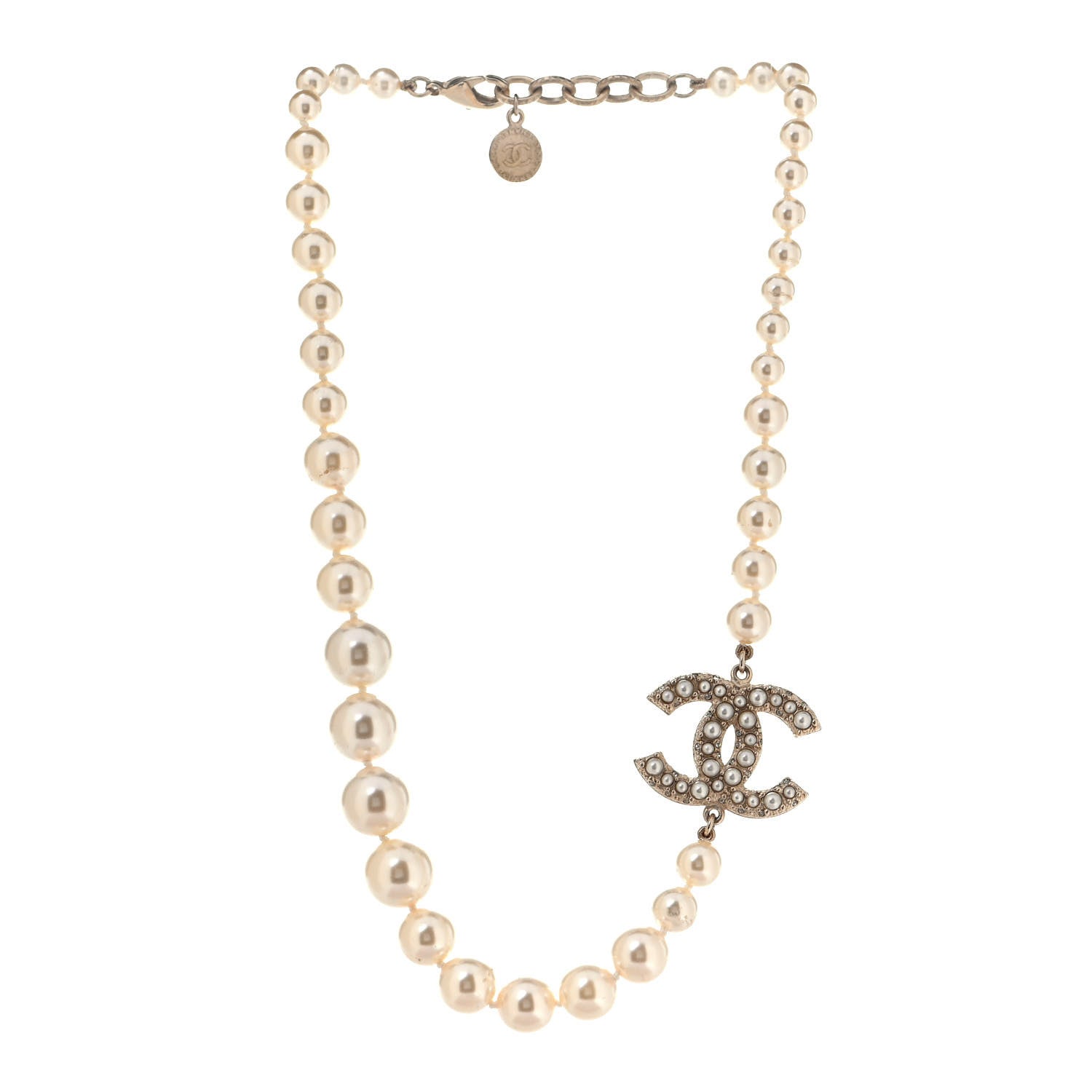 Chanel Pearl CC 100th Anniversary Necklace Light Gold 2 of 4