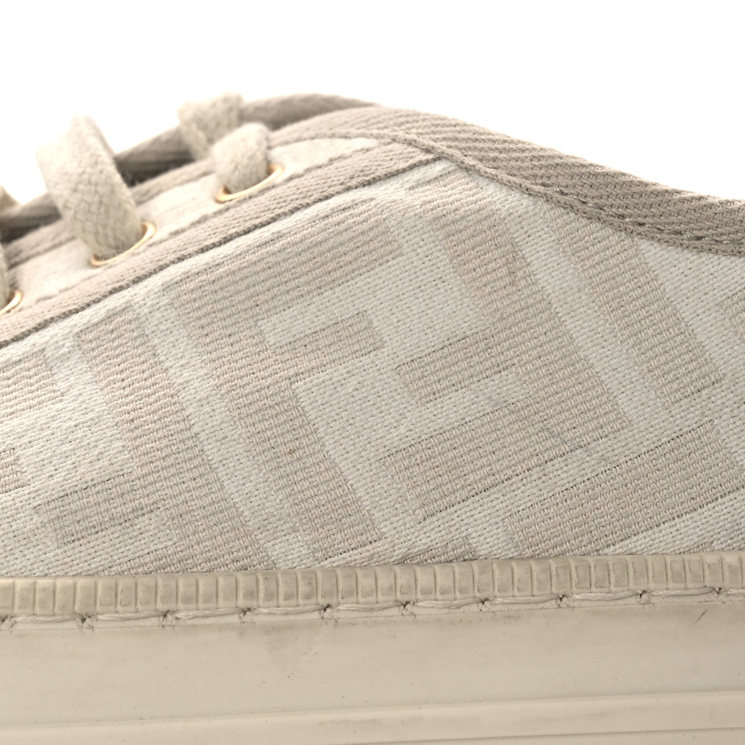 Fendi Woven Fabric FF Womens Domino Low Top Sneakers 39 White Beige 11 of 14