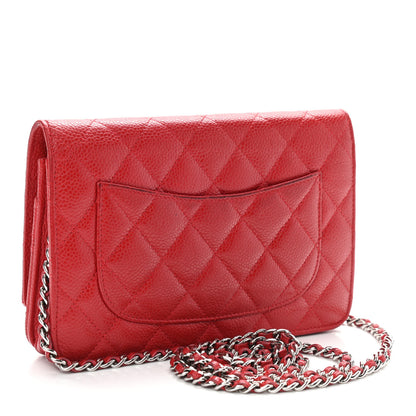 Chanel Caviar Quilted Wallet On Chain WOC Red 3 of 16