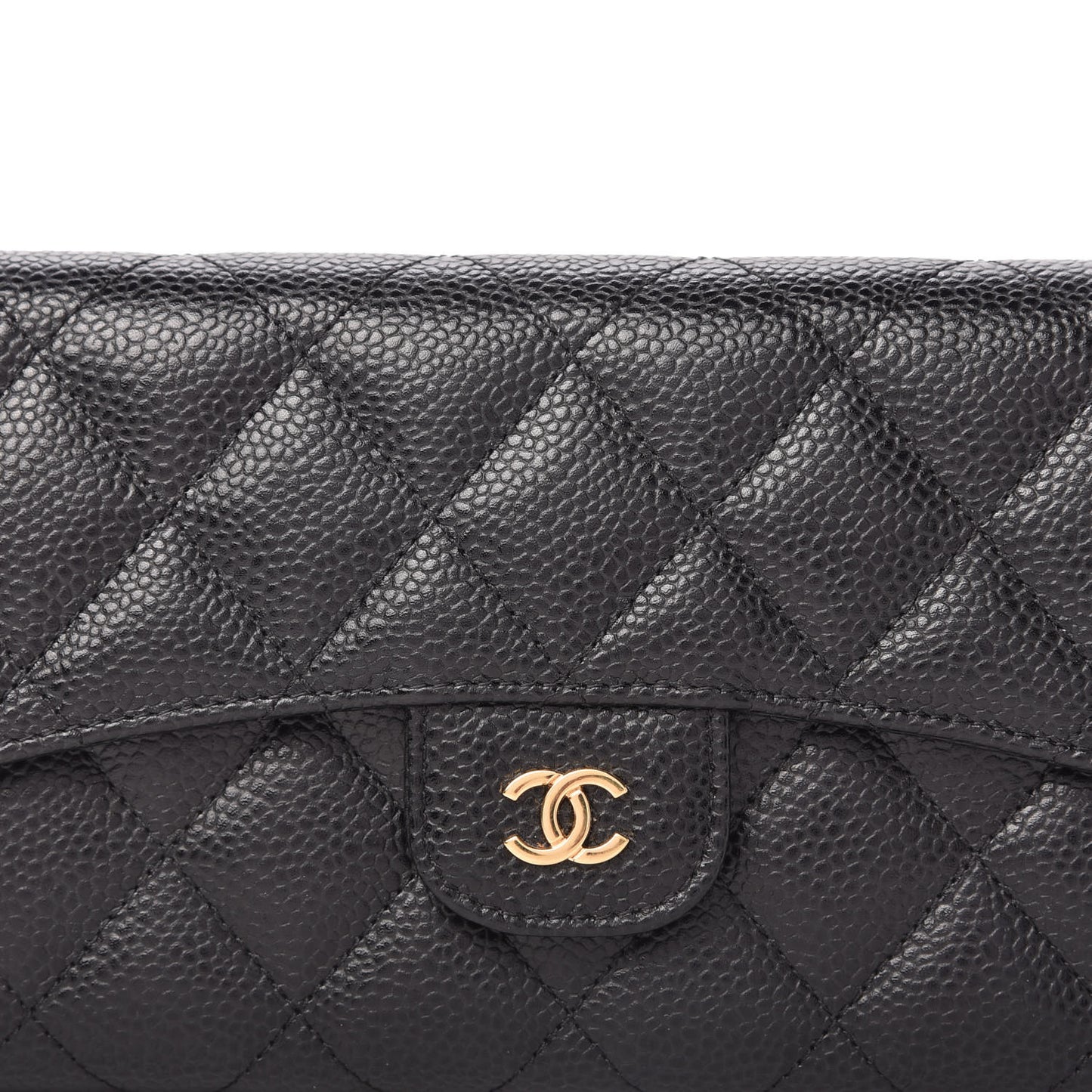 Caviar Quilted Large Flap Wallet Black