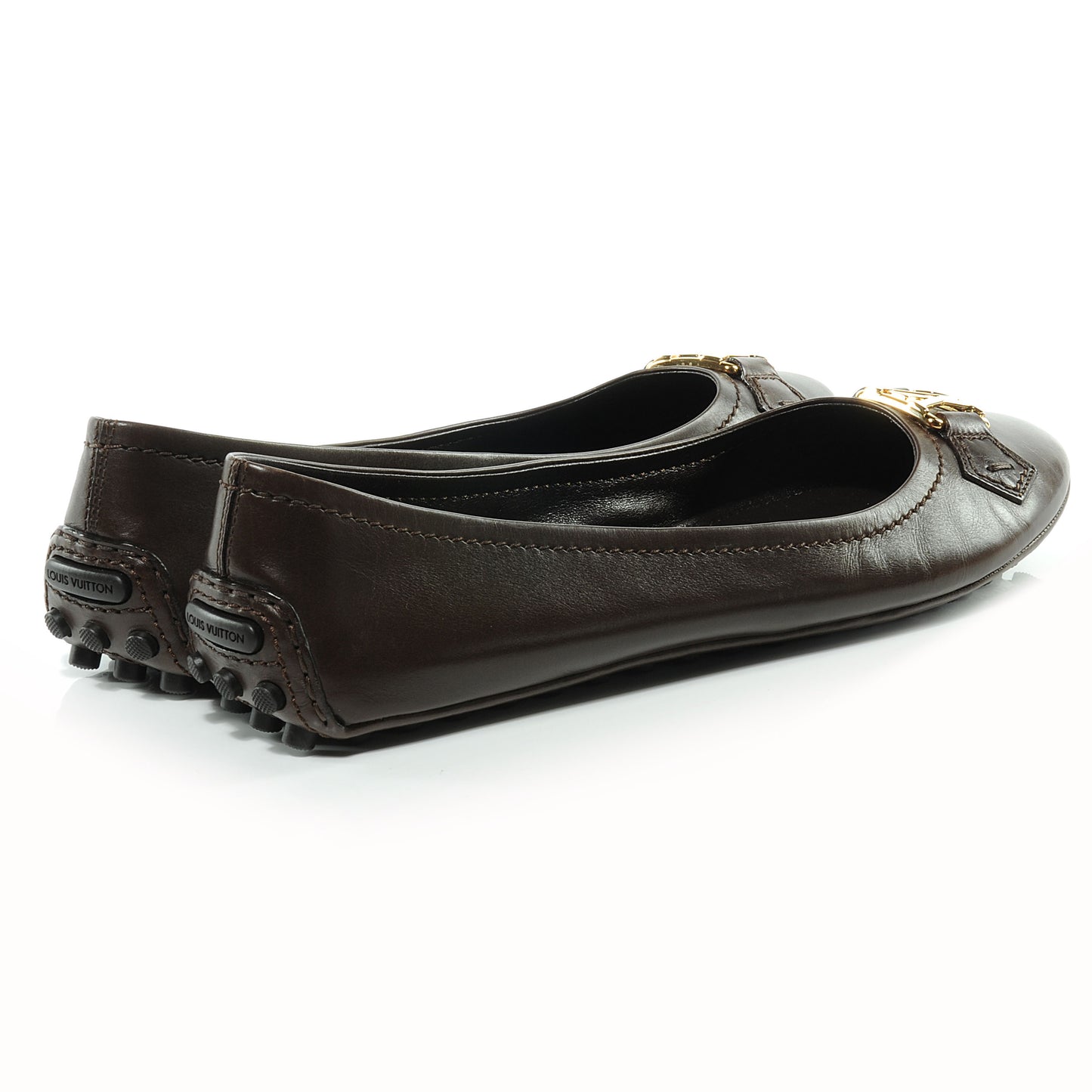 Leather Oxford Ballerina Flats Moka 39.5