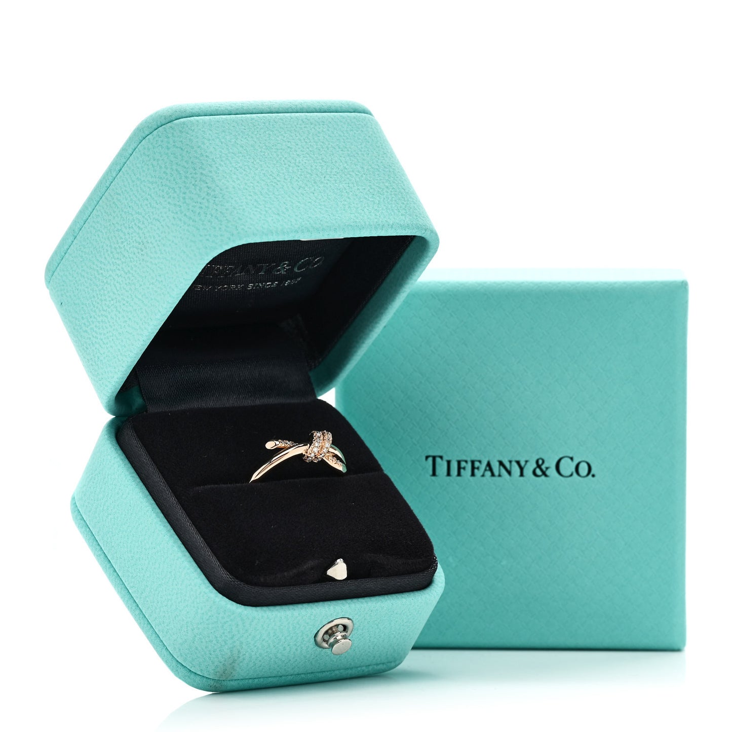 18K Rose Gold Diamond Small Knot Ring 53 6.25