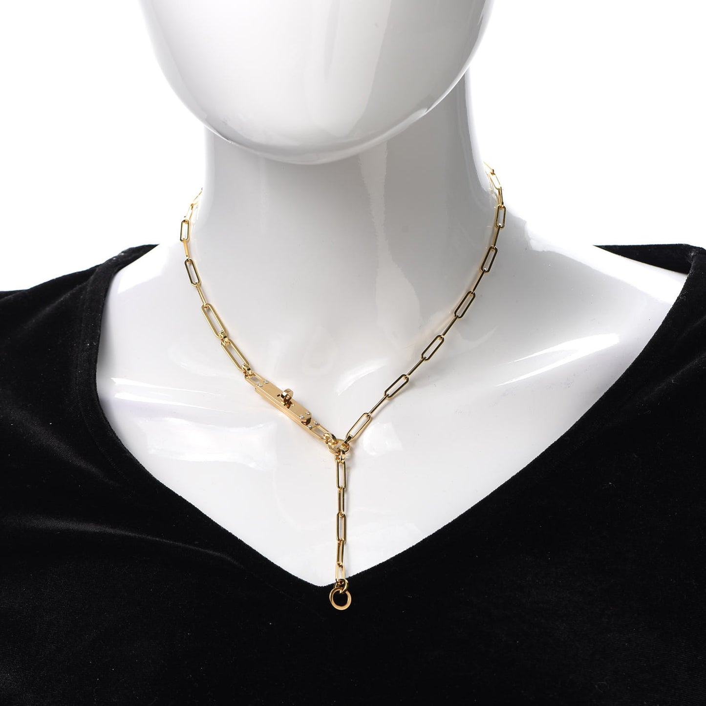 18K Yellow Gold Diamond PM Kelly Chaine Lariat Necklace ST